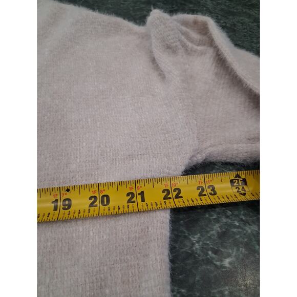 Sanctuary Fuzzy Balloon Puff Sleeve Mock Neck Sweater Ivory Women's Large Cozy - Picture 11 of 12